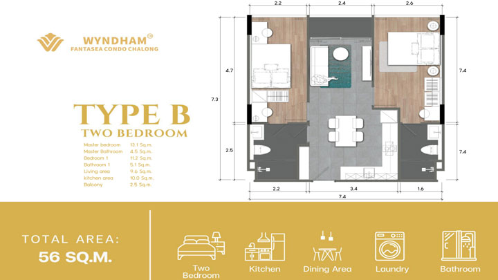 Апартаменты ТИП B (2 спальни)